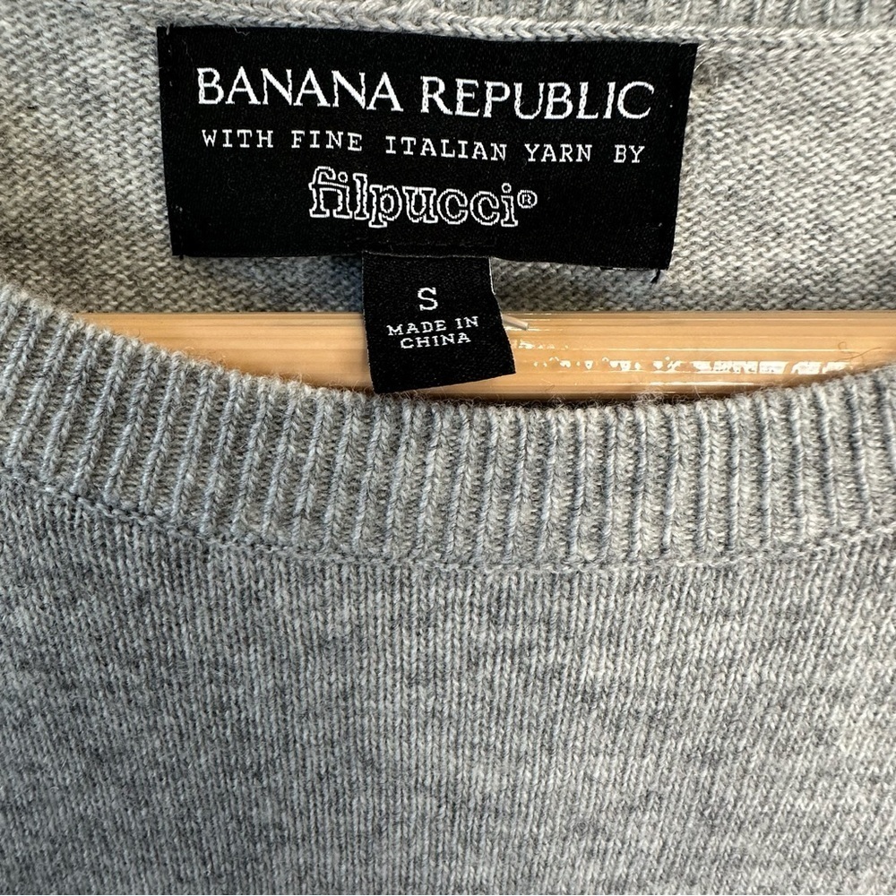 Banana Republic Filpucci Italian Extra Fine Merino Wool Pink Grey Sweater S - Picture 7 of 7